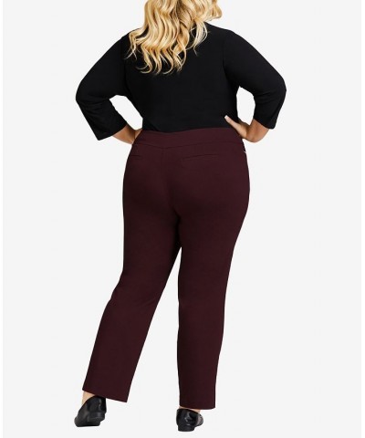 Plus Size Super Stretch Zip Average Pants Burgundy $27.30 Pants