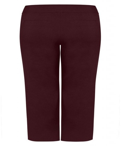 Plus Size Super Stretch Zip Average Pants Burgundy $27.30 Pants