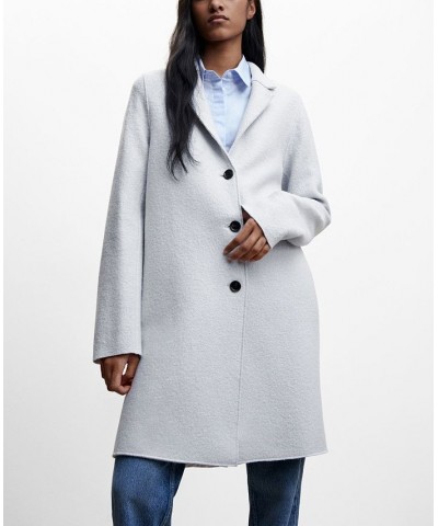 Women's Buttoned Wool Coat Light Heather Gray $65.60 Coats