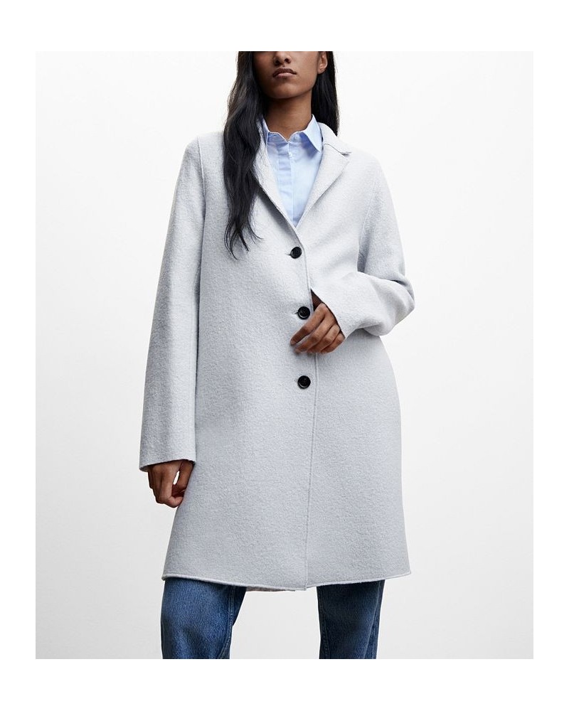 Women's Buttoned Wool Coat Light Heather Gray $65.60 Coats