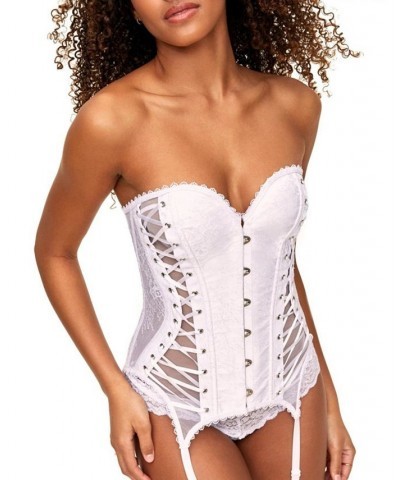 Aurora Women's Boned Corset & Thong Set White $28.68 Lingerie