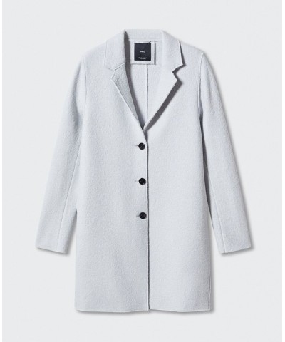 Women's Buttoned Wool Coat Light Heather Gray $65.60 Coats