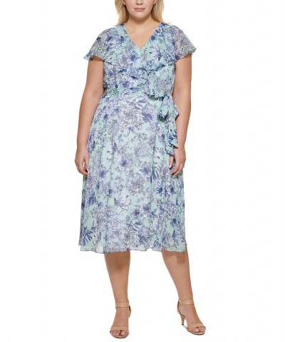 Plus Size Floral Chiffon Fit & Flare Dress Glacier Ml $36.34 Dresses