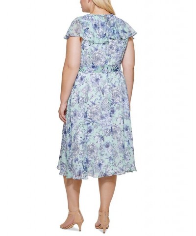 Plus Size Floral Chiffon Fit & Flare Dress Glacier Ml $36.34 Dresses