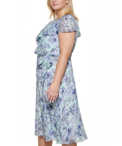 Plus Size Floral Chiffon Fit & Flare Dress Glacier Ml $36.34 Dresses