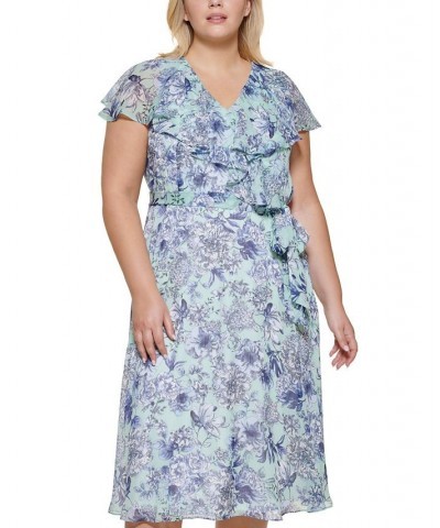 Plus Size Floral Chiffon Fit & Flare Dress Glacier Ml $36.34 Dresses