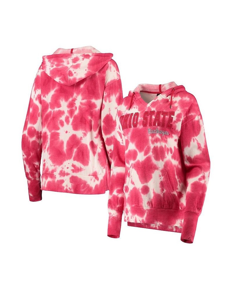 Women's Scarlet Ohio State Buckeyes Shavonee Tie-Dye Pullover Hoodie Scarlet $30.59 Sweatshirts