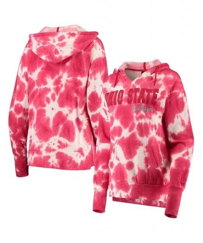 Women's Scarlet Ohio State Buckeyes Shavonee Tie-Dye Pullover Hoodie Scarlet $30.59 Sweatshirts