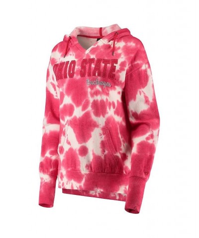 Women's Scarlet Ohio State Buckeyes Shavonee Tie-Dye Pullover Hoodie Scarlet $30.59 Sweatshirts