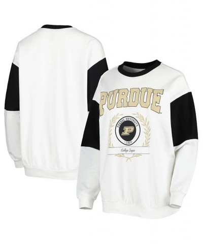 Women's White Purdue Boilermakers It's A Vibe Dolman Pullover Sweatshirt White $27.30 Sweatshirts