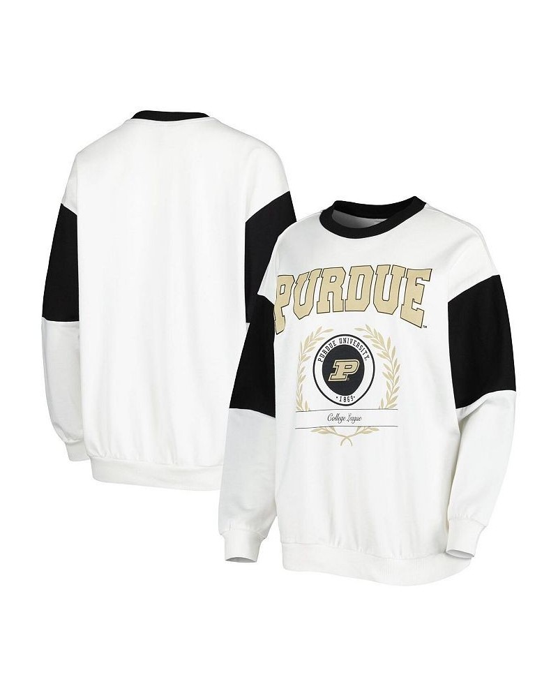 Women's White Purdue Boilermakers It's A Vibe Dolman Pullover Sweatshirt White $27.30 Sweatshirts