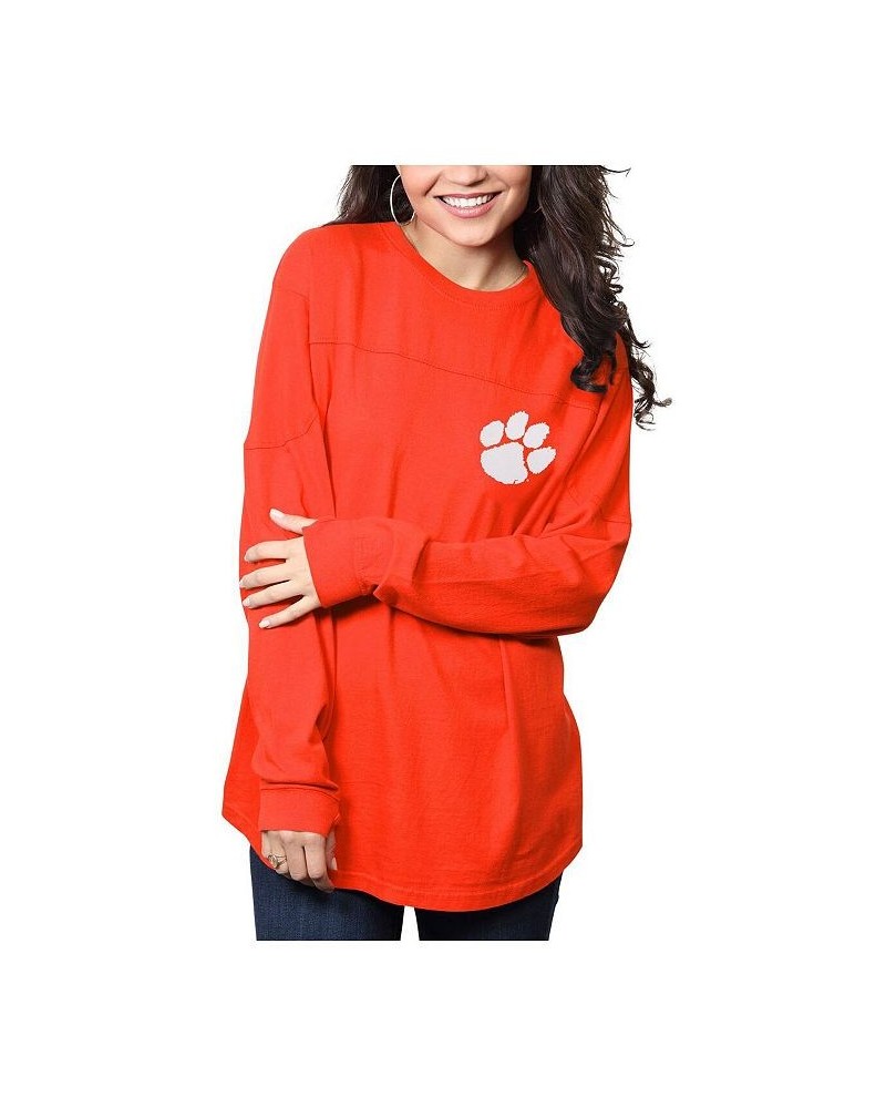 Women's Orange Clemson Tigers The Big Shirt Oversized Long Sleeve T-shirt Orange $35.99 Tops