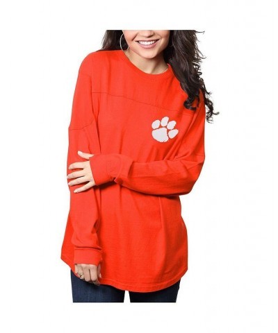 Women's Orange Clemson Tigers The Big Shirt Oversized Long Sleeve T-shirt Orange $35.99 Tops