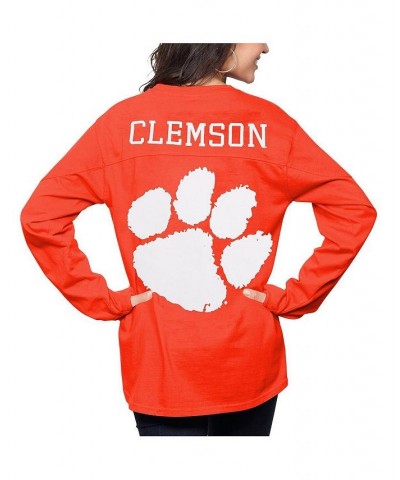 Women's Orange Clemson Tigers The Big Shirt Oversized Long Sleeve T-shirt Orange $35.99 Tops