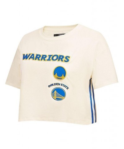 Women's Cream Golden State Warriors Retro Classic Cropped Boxy T-shirt Cream $30.79 Tops