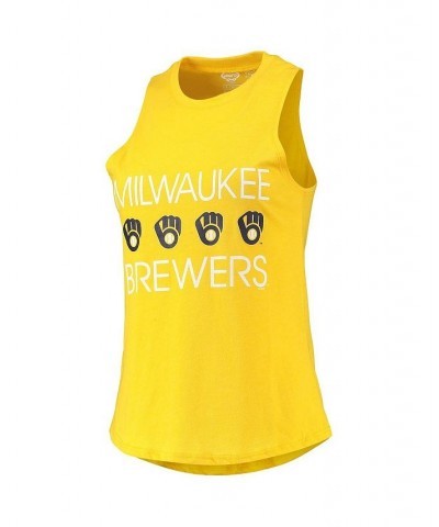 Women's Navy Gold Milwaukee Brewers Meter Muscle Tank Top and Pants Sleep Set Navy, Gold $27.95 Pajama