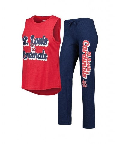 Women's Navy Red St. Louis Cardinals Wordmark Meter Muscle Tank Top and Pants Sleep Set Navy, Red $29.20 Pajama