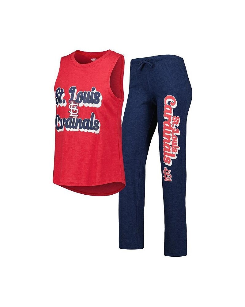 Women's Navy Red St. Louis Cardinals Wordmark Meter Muscle Tank Top and Pants Sleep Set Navy, Red $29.20 Pajama