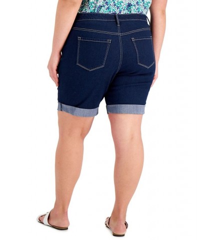 Plus Size Cuffed Denim Bermuda Shorts Rinse $17.09 Shorts