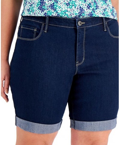 Plus Size Cuffed Denim Bermuda Shorts Rinse $17.09 Shorts