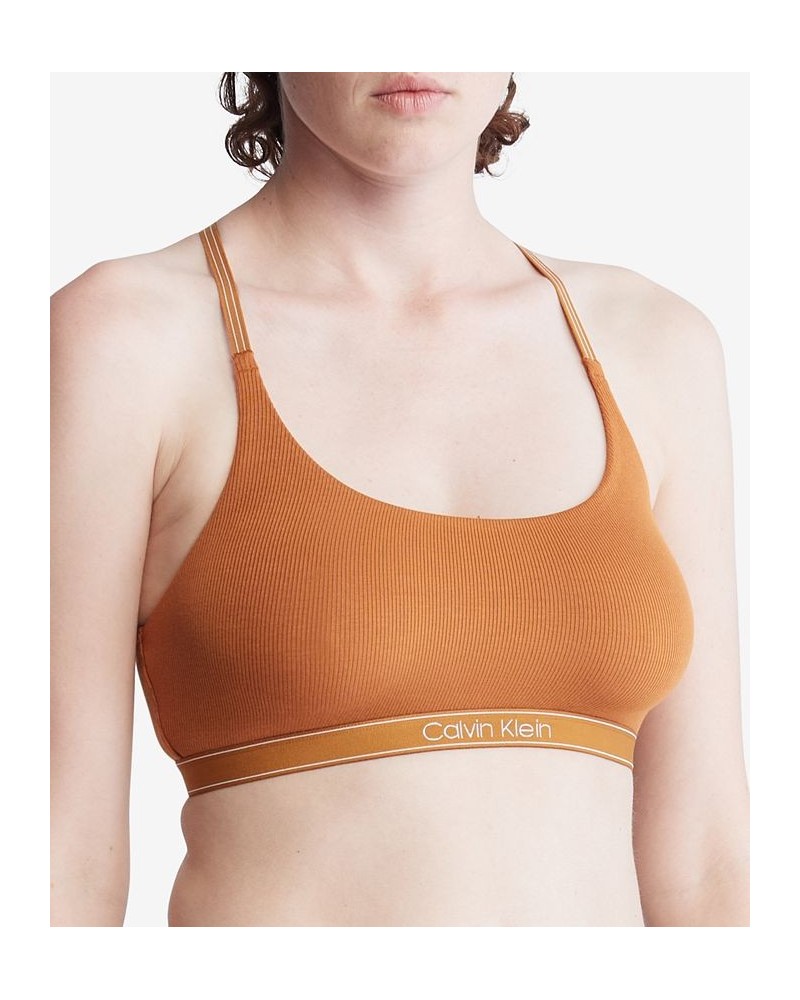 Women's Pure Ribbed Unlined Bralette QF6438 Orange $16.00 Bras