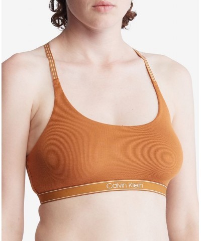 Women's Pure Ribbed Unlined Bralette QF6438 Orange $16.00 Bras