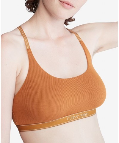 Women's Pure Ribbed Unlined Bralette QF6438 Orange $16.00 Bras