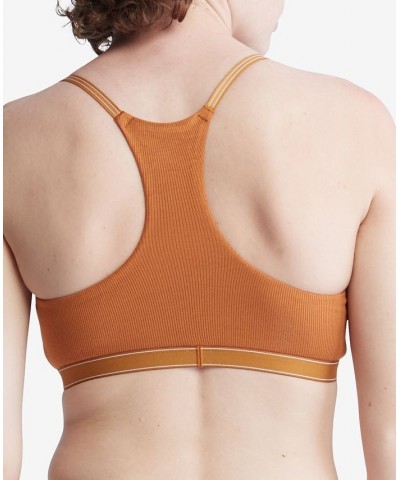 Women's Pure Ribbed Unlined Bralette QF6438 Orange $16.00 Bras