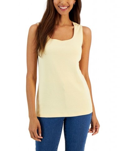 Petite Cotton Square-Neck Tank Top Dusty Sunrise $11.01 Tops