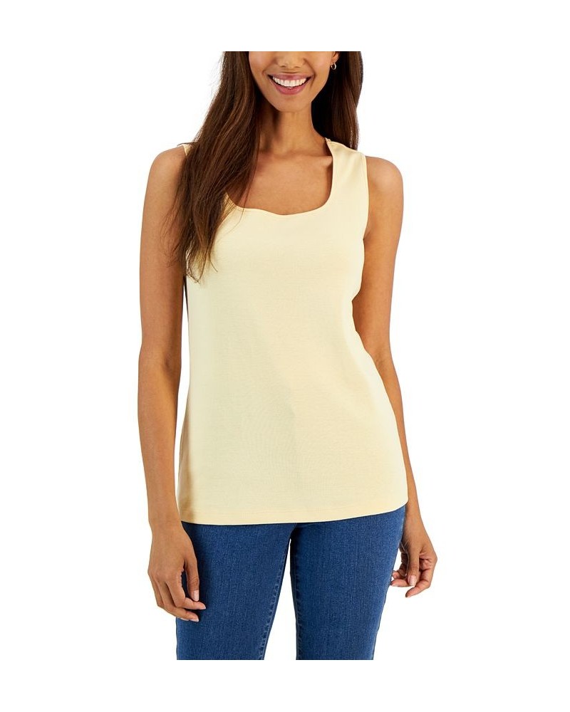 Petite Cotton Square-Neck Tank Top Dusty Sunrise $11.01 Tops