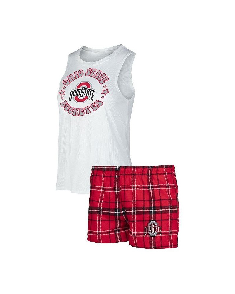 Women's Scarlet White Ohio State Buckeyes Ultimate Flannel Tank Top and Shorts Sleep Set Scarlet, White $29.90 Pajama