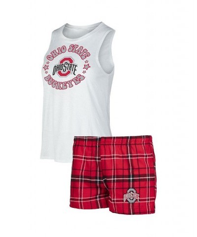 Women's Scarlet White Ohio State Buckeyes Ultimate Flannel Tank Top and Shorts Sleep Set Scarlet, White $29.90 Pajama