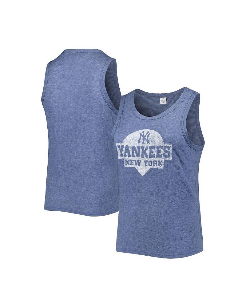 Women's Navy New York Yankees Plus Size High Neck Tri-Blend Tank Top Navy $28.80 Tops