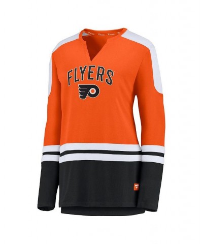 Women's Claude Giroux Orange and Black Philadelphia Flyers Power Player Long Sleeve Notch Neck T-shirt Orange, Black $36.39 Tops