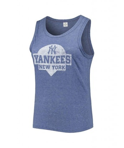 Women's Navy New York Yankees Plus Size High Neck Tri-Blend Tank Top Navy $28.80 Tops