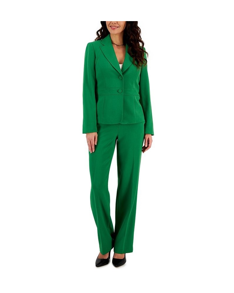 Crepe Two-Button Blazer & Pants Regular and Petite Sizes Green $86.95 Suits