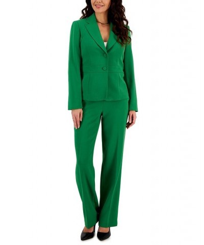 Crepe Two-Button Blazer & Pants Regular and Petite Sizes Green $86.95 Suits