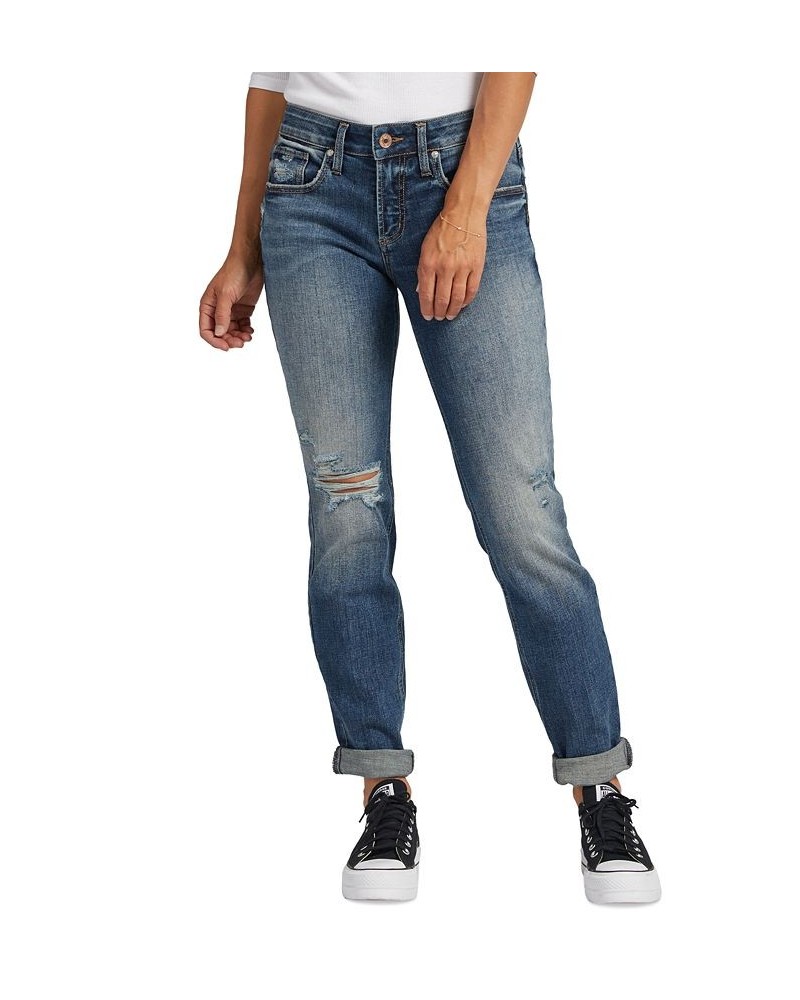 Women's Boyfriend Mid Rise Jeans Indigo $38.64 Jeans