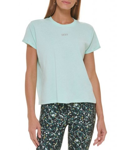 Women's Cotton Metallic-Logo T-Shirt brook green $13.20 Tops