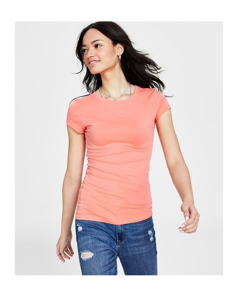 Juniors' Cap-Sleeve T-Shirt Orange $8.48 Tops