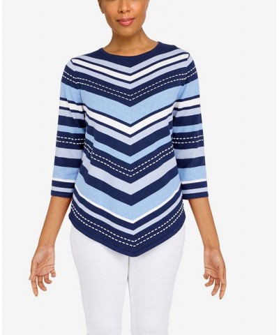 Petite Size Classics Chevron Texture Sweater Denim $31.15 Sweaters