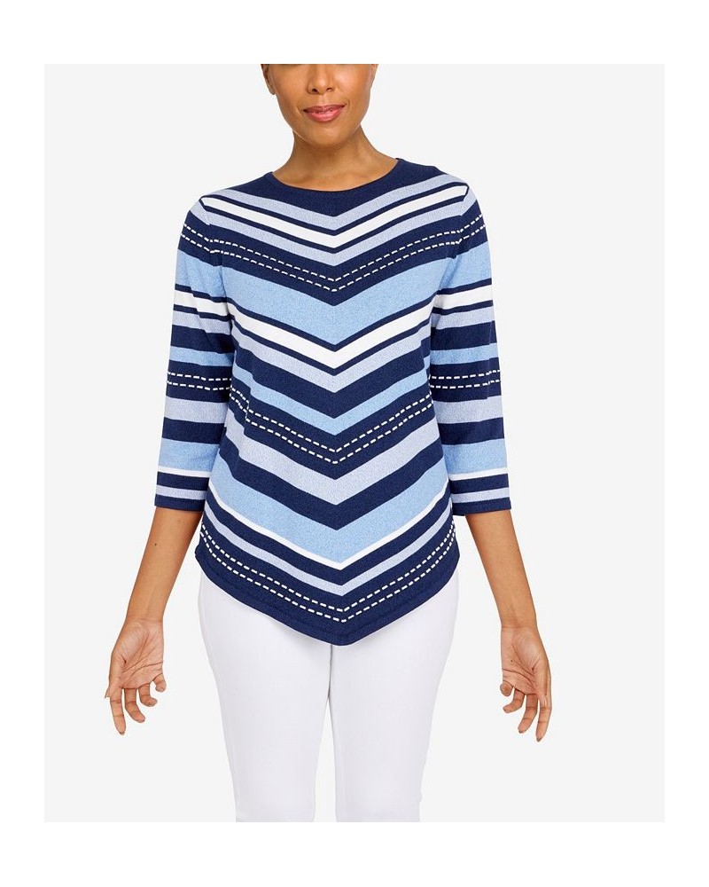 Petite Size Classics Chevron Texture Sweater Denim $31.15 Sweaters