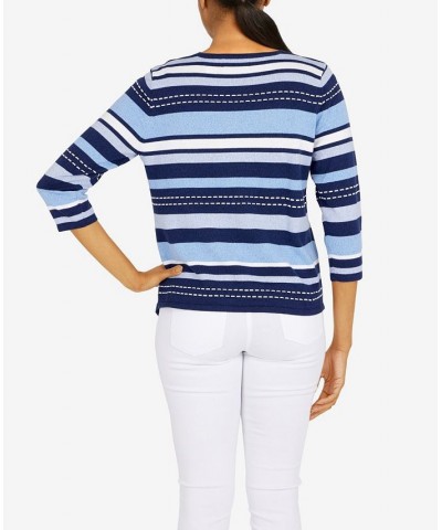 Petite Size Classics Chevron Texture Sweater Denim $31.15 Sweaters