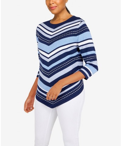 Petite Size Classics Chevron Texture Sweater Denim $31.15 Sweaters