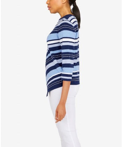 Petite Size Classics Chevron Texture Sweater Denim $31.15 Sweaters