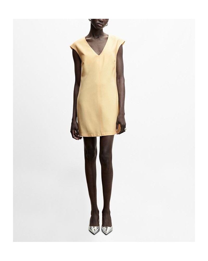 Women's V-Neckline Short Dress Yellow $31.50 Dresses