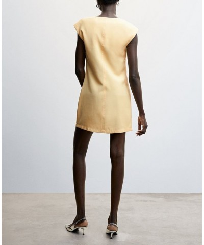 Women's V-Neckline Short Dress Yellow $31.50 Dresses