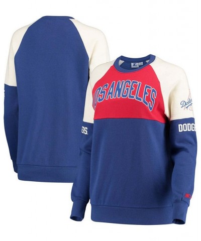 Women's Red-Royal Los Angeles Dodgers Baseline Raglan Historic Logo Pullover Sweatshirt Red-Royal $36.55 Sweatshirts