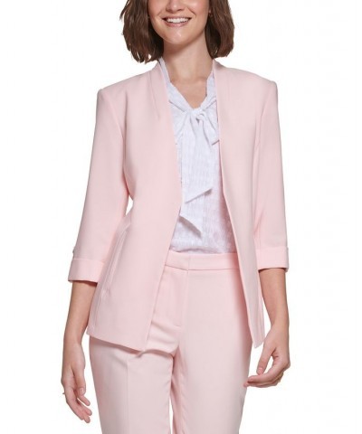 Petite 3/4-Sleeve Open-Front Blazer Pink $58.11 Jackets