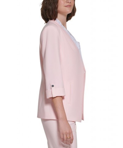 Petite 3/4-Sleeve Open-Front Blazer Pink $58.11 Jackets